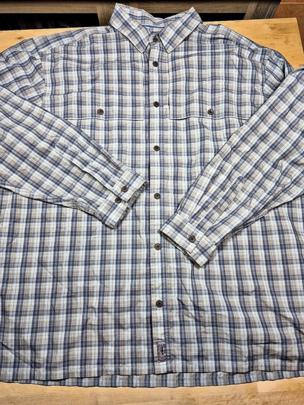 Patagonia Lightweight Shirt Plaid Blue Gray & White XXL